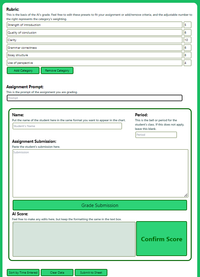 the AI essay grading tool