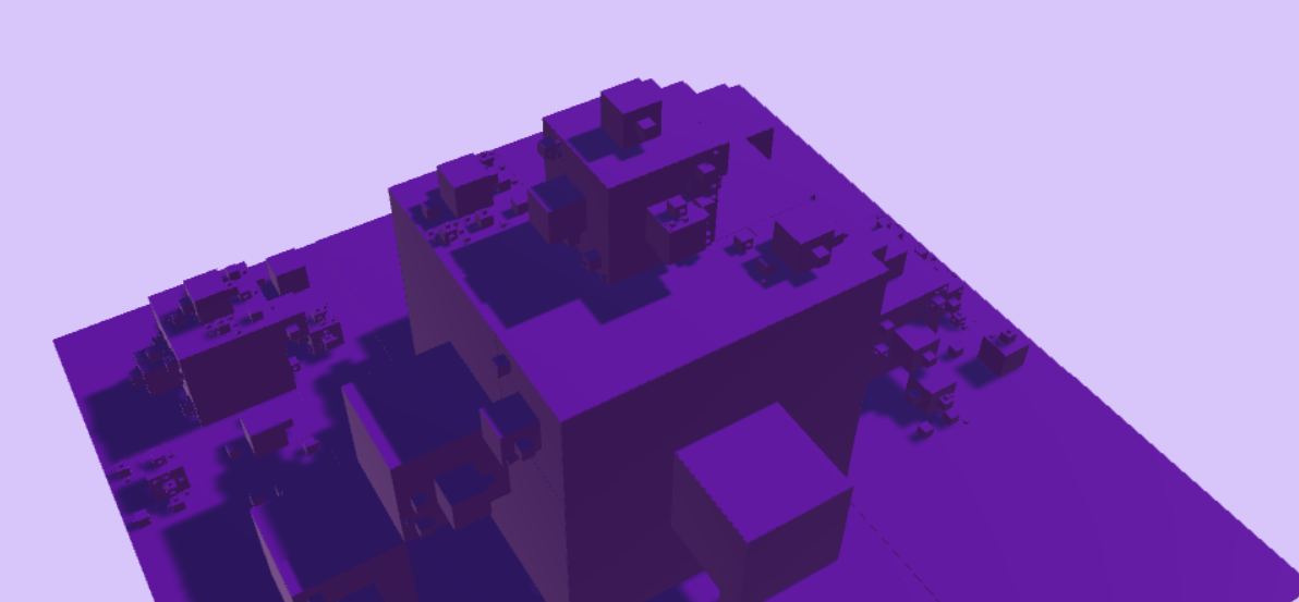a randomly updating fractal in 3D, starting from a plane